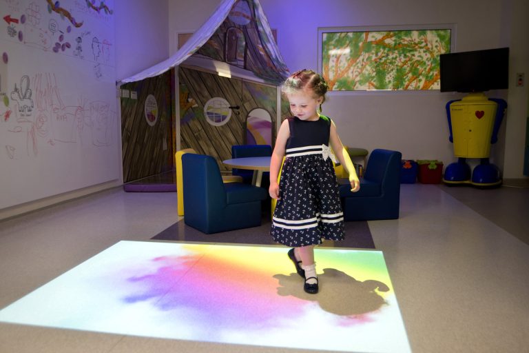 Patient Ava in the interactive playroom