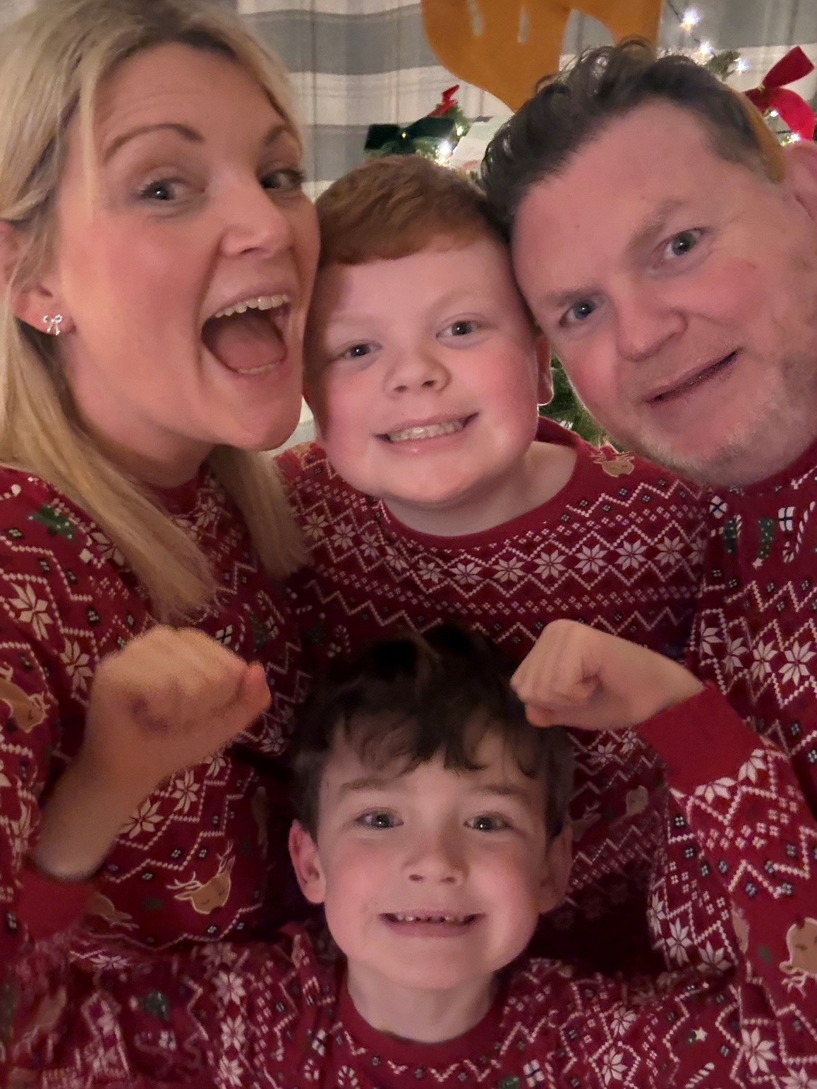 Matty and family in pyjamas